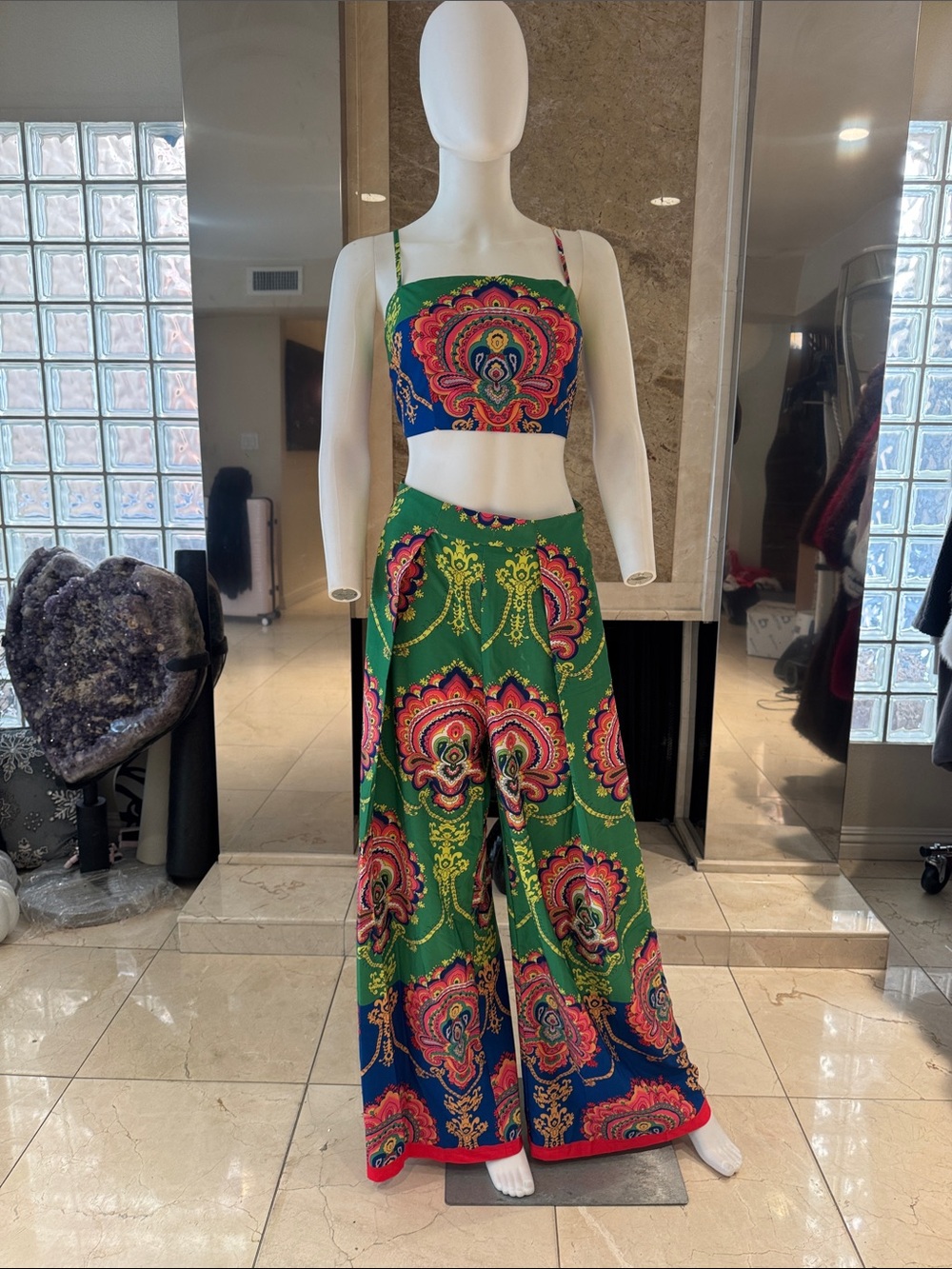 L Atiste Geometric Crop Top Pant Set